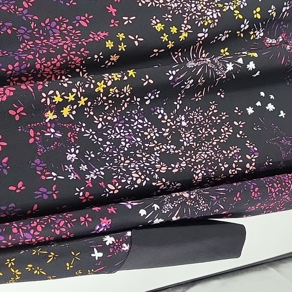 Woman Within Black Floral Stretchy Tunic With 3/4 Zip Sleeves Size 24 - Picture 7 of 12